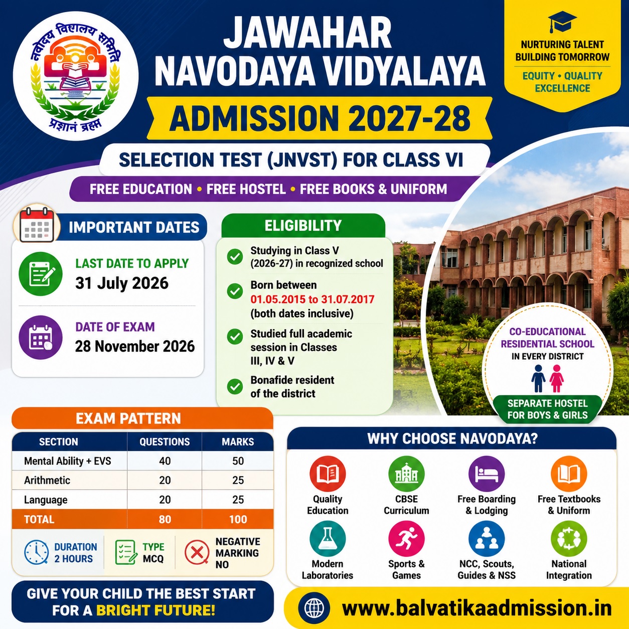 NVS Class 6 Admission 2026-2027