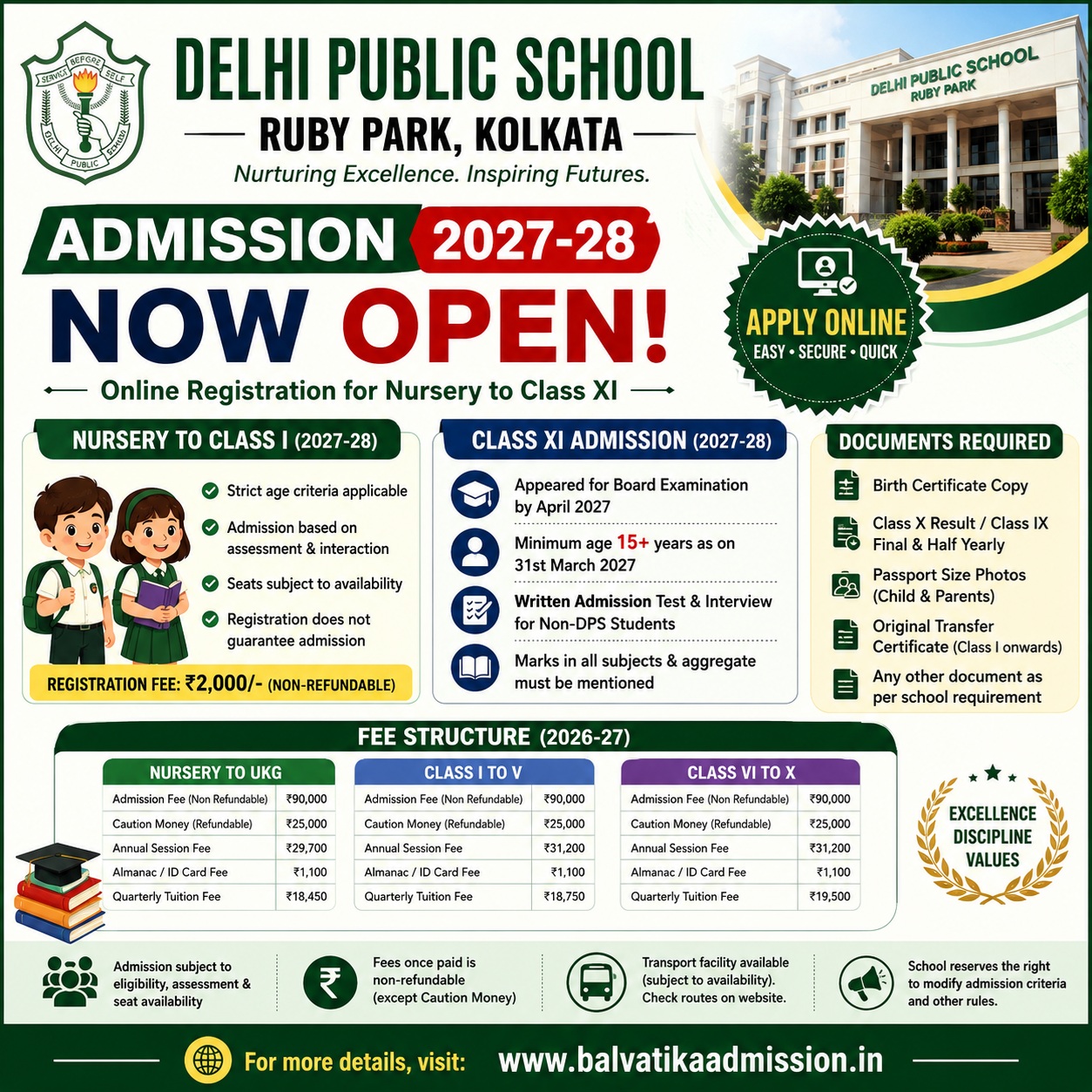 Delhi Public School Ruby Park Kolkata Admission 2027-28